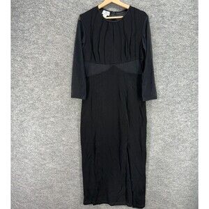 Miss California Dress Women XL Black Maxi Long Zipper Long Sleeve Crew Neck